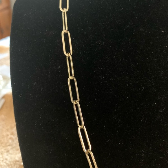 Gold and Red Asymmetrical Necklace with Chain Links - Picture 4 of 5